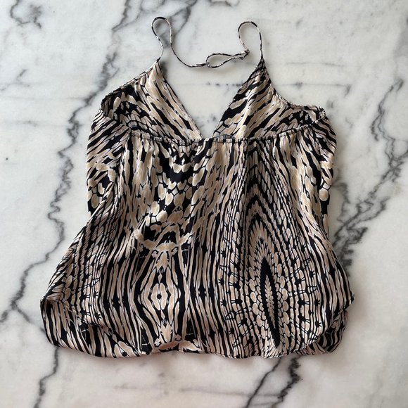 Chelsea Flower Printed Silk Halter Tank - Picture 11 of 14